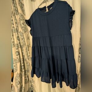 Elegant Navy Blue Ruffle Dress